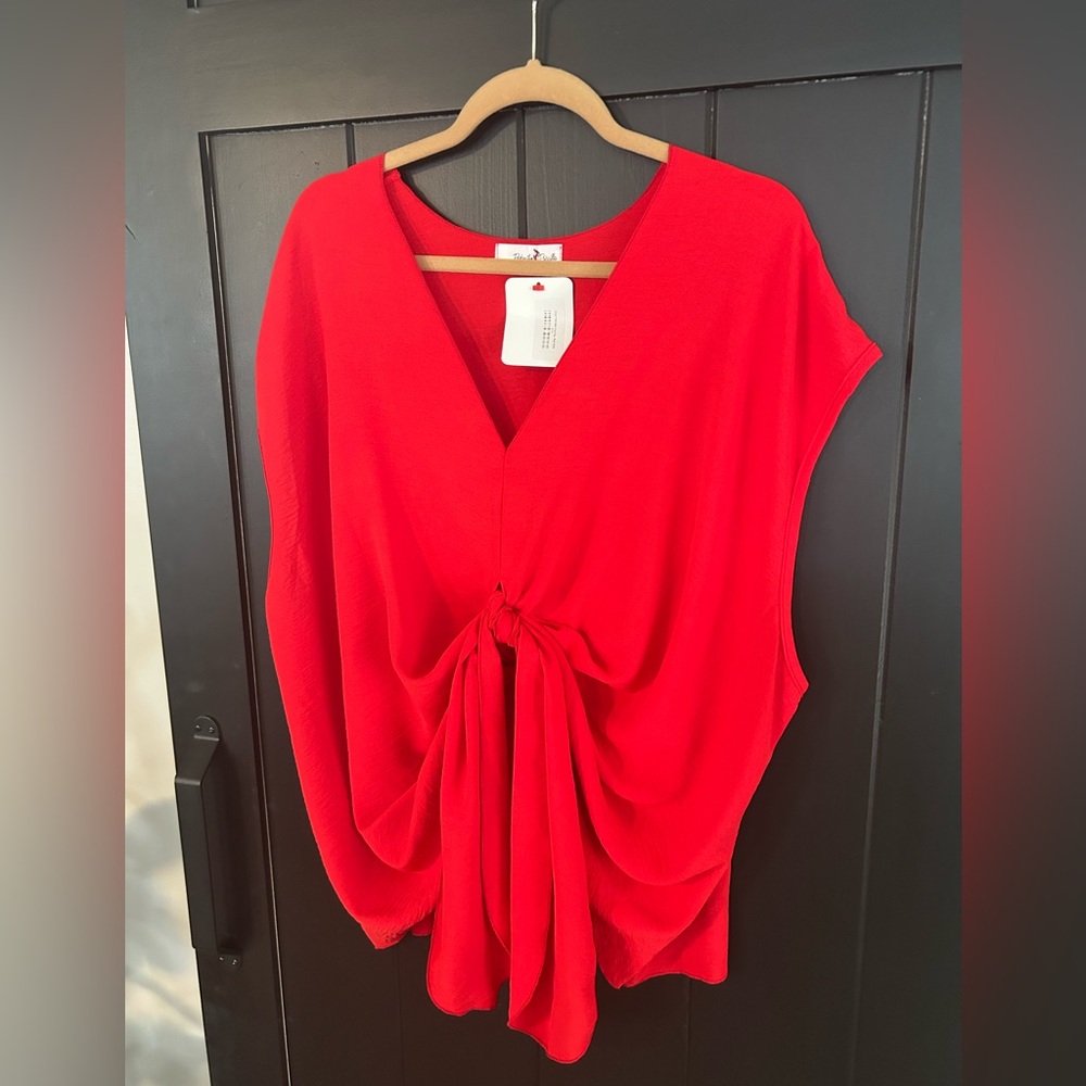 Bright red chiffon top